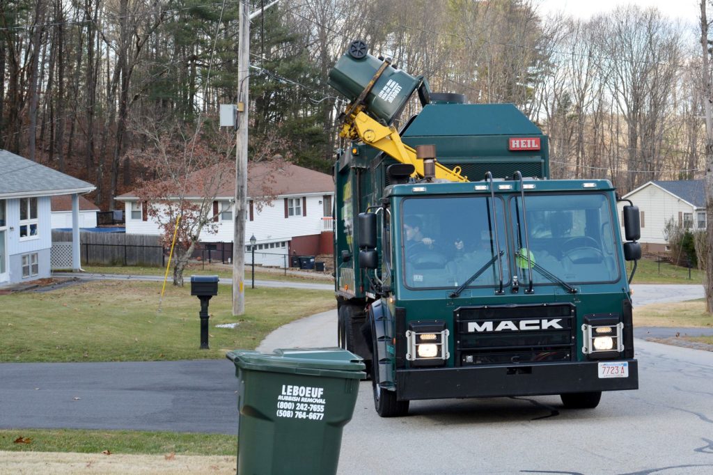 LeBoeuf garbage truck collected trash in a local community.